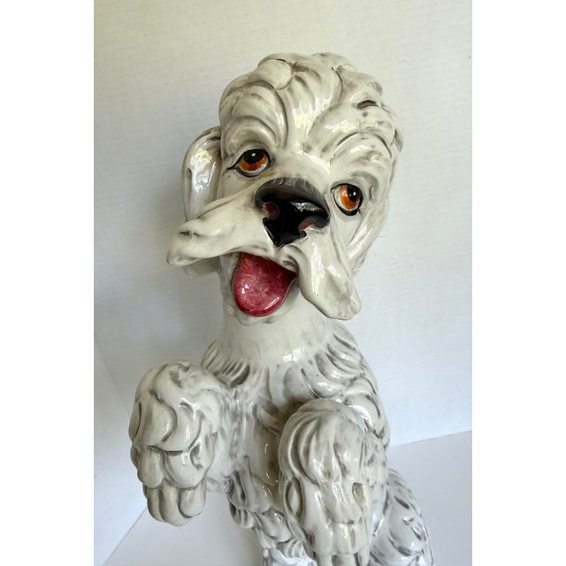 Vintage Italian Ceramic Standing Poodle Dog Sculpture For Sale - Image 4 of 13