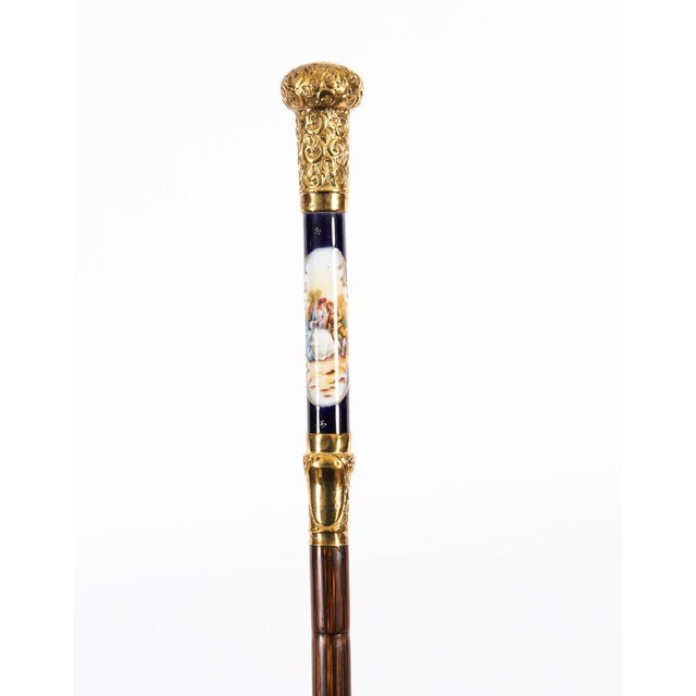 19th Century Antique French Gold Plated Sevres Porcelain Walking Sword Stick, 19th Century For Sale - Image 5 of 18