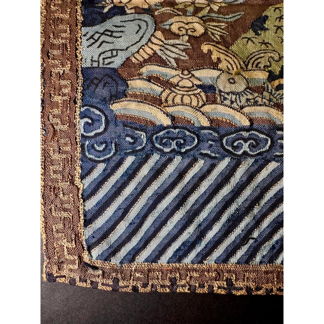 Blue Rare Mid-19th C. Chinese Military Rank Badge — Lion, Petit Point For Sale - Image 8 of 11
