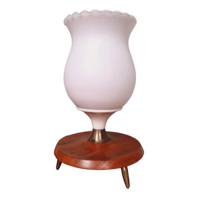 Opaline Glass Tripoid Table Lamp, 1960s For Sale