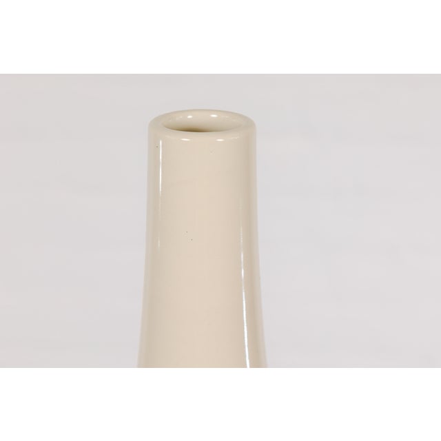 Earthy Brown and Cream Ceramic Vase with Energetic Dripping Décor For Sale - Image 11 of 12