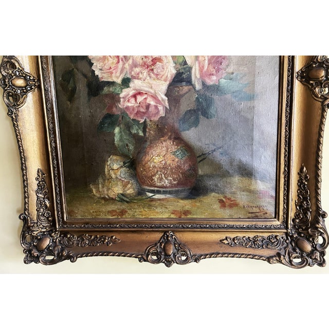 Flowers in a Vase, 1900, Oil on Canvas, Framed For Sale - Image 9 of 17