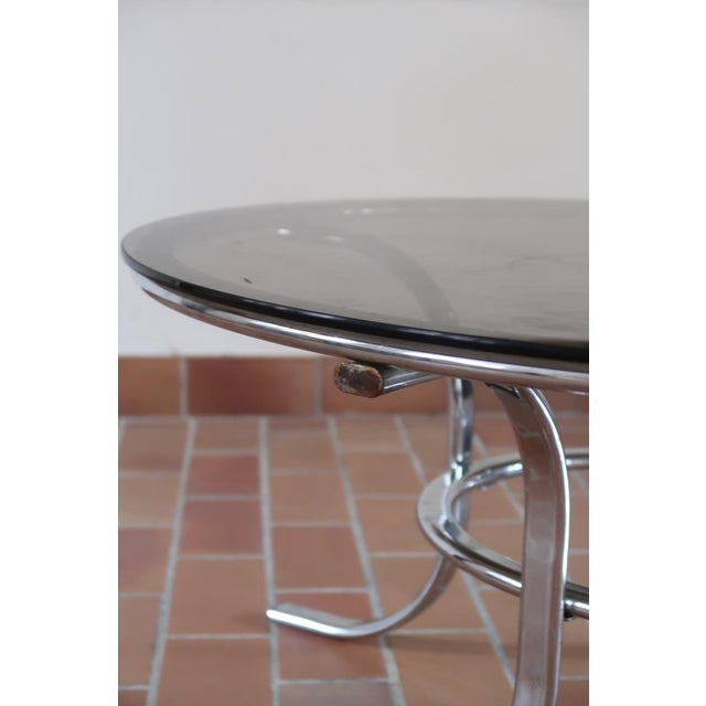 1970s Round Coffee Table in Smoked Glass and Tubular Chrome, 1970s For Sale - Image 5 of 9