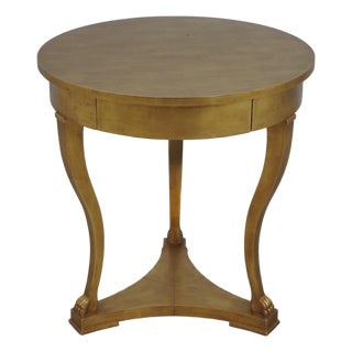 Gold Painted 2 Tier 1 Drawer Empire End Table For Sale