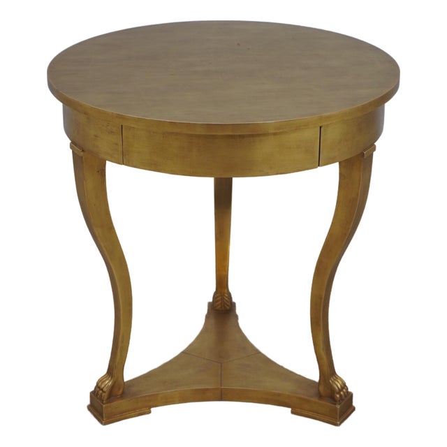 Gold Painted 2 Tier 1 Drawer Empire End Table For Sale