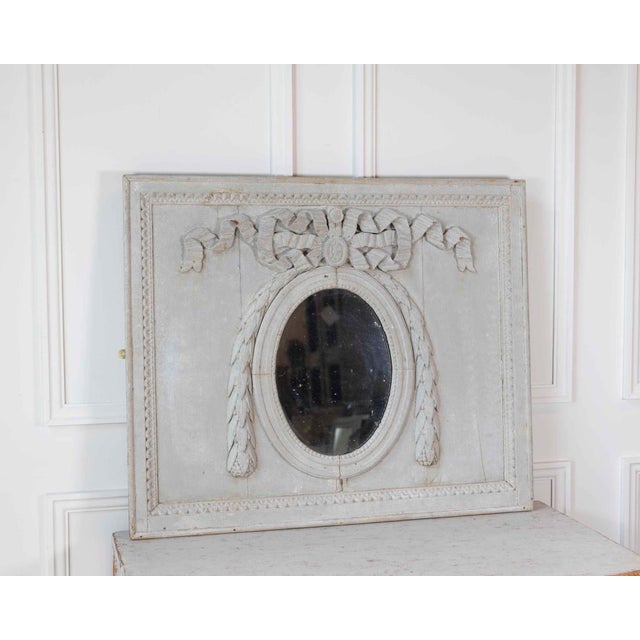 19th Century French Painted Boiserie Panel with Original Mirror Plate For Sale - Image 4 of 8