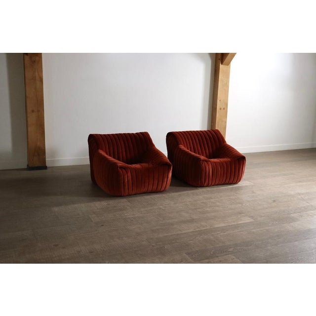 Sandra Lounge Chairs in Velvet by Annie Hieronimus for Cinna, France, 1970s, Set of 2 For Sale - Image 6 of 15