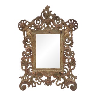 Early 20th Century Rococo Revival Putti & Shells Cast Iron Tabletop Mirror For Sale