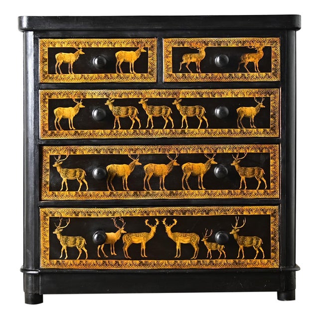 English 19th Century Pine Chest with New Paint & Decoupage For Sale - Image 9 of 9