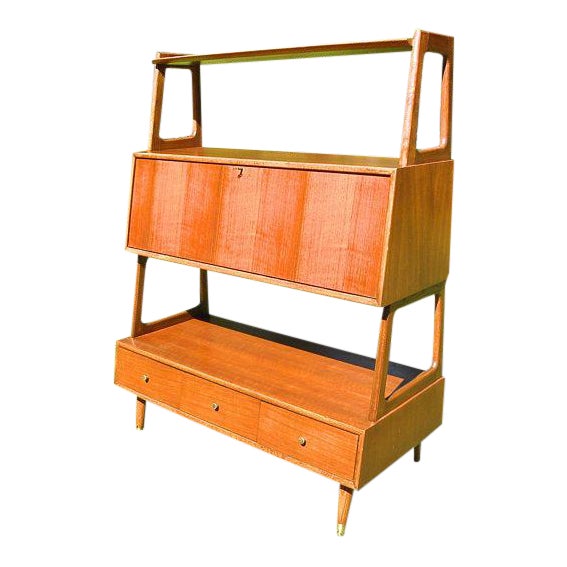 Saginaw MidCentury Walnut & Brass Bookcase / Room Divider Chairish