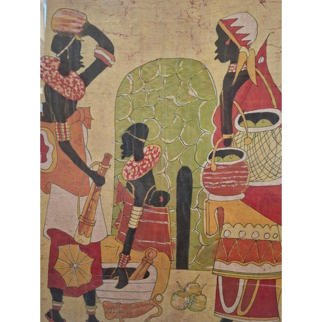 Textile Hamidi, Figurative Scene, 1970, Batik Painting on Fabric For Sale - Image 7 of 9