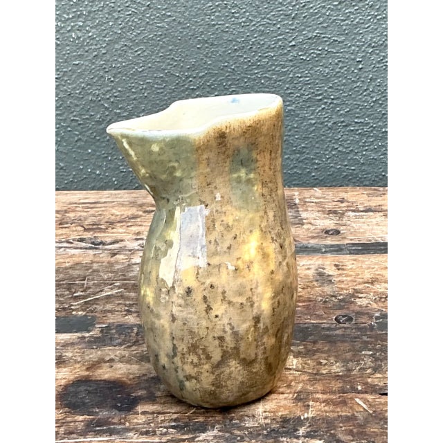 Sand Vintage Abstract Ceramic Pitcher For Sale - Image 8 of 12