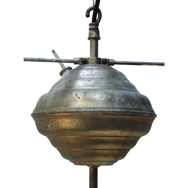 Metal Converted Nickel-Plated Brass and Glass Double Oil Pendant Lamp, 1890s For Sale - Image 7 of 10
