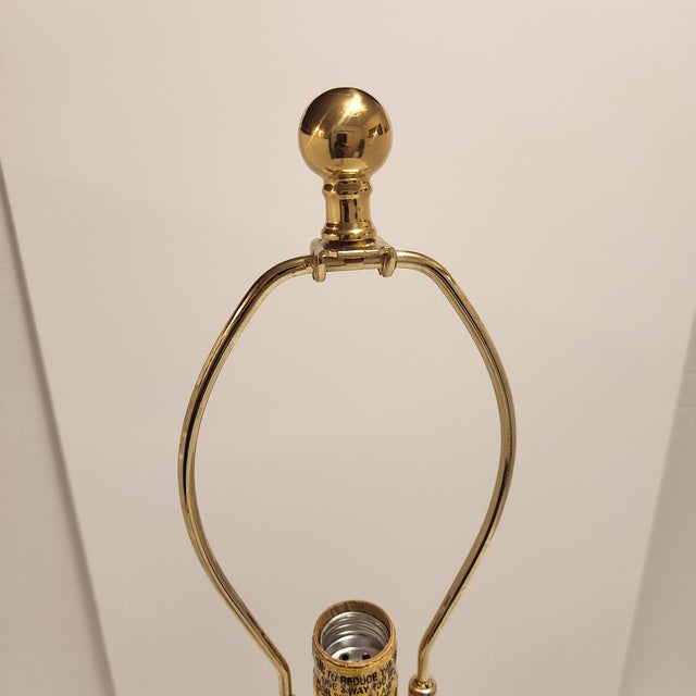 Brass Stiffel Neoclassical Polished Brass Candlestick Table Lamp For Sale - Image 8 of 11
