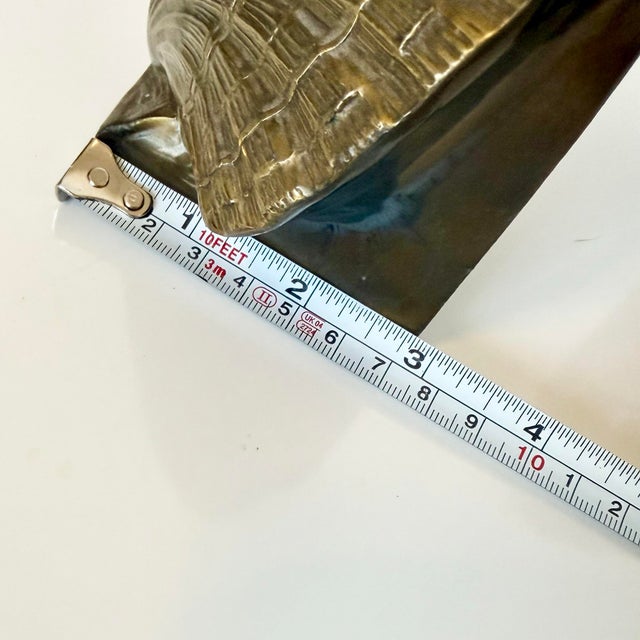 Coastal Pair of Vintage PMC Brass Shell Bookends Mid Century Coastal Scallop VTG MCM For Sale - Image 3 of 9