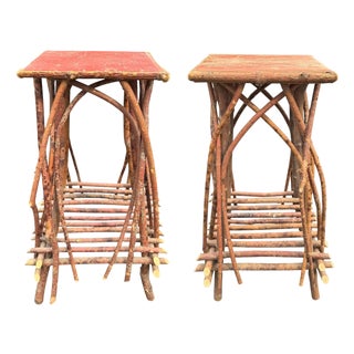 Pair of Adirondack Style Twig Tables For Sale