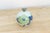 1970s Hand-Painted Green & Blue Porcelain Vase For Sale - Image 5 of 7