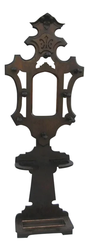 1870 Victorian Walnut Hall Tree With Mirror
