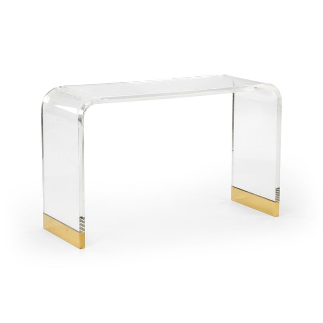 Transitional Chelsea House Acrylic Waterfall Console For Sale - Image 3 of 3