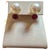 Modern 14 Mm Round South Sea Pearl & Ruby Cocktail Stud Earrings 18 Karat White Gold For Sale - Image 3 of 8