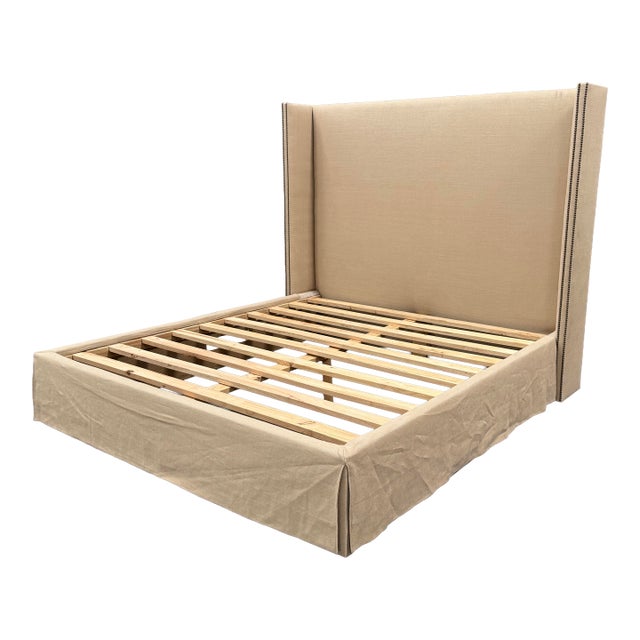 California King Size Restoration Hardware Wingback Bed Frame For Sale