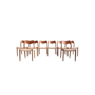 Mid-Century Model 71 Dining Chairs by Niels O. Møller for J.L. Mollers, 1951, Set of 8 For Sale