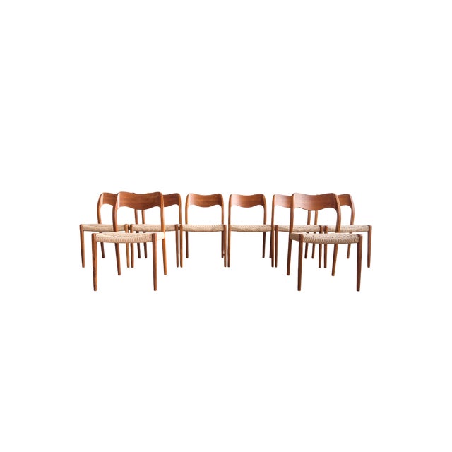 Mid-Century Model 71 Dining Chairs by Niels O. Møller for J.L. Mollers, 1951, Set of 8 For Sale