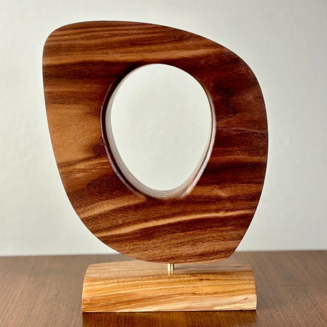 Contemporary Modern Geometric Abstract Sculpture - Walnut and Oak Wood For Sale - Image 4 of 6