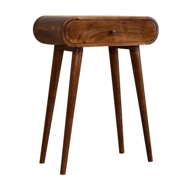 Modern Small Rounded Console Table With Drawers For Sale - Image 3 of 8