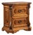 Italian Carved Walnut Burl Nightstand With Antique Brass Hardware For Sale