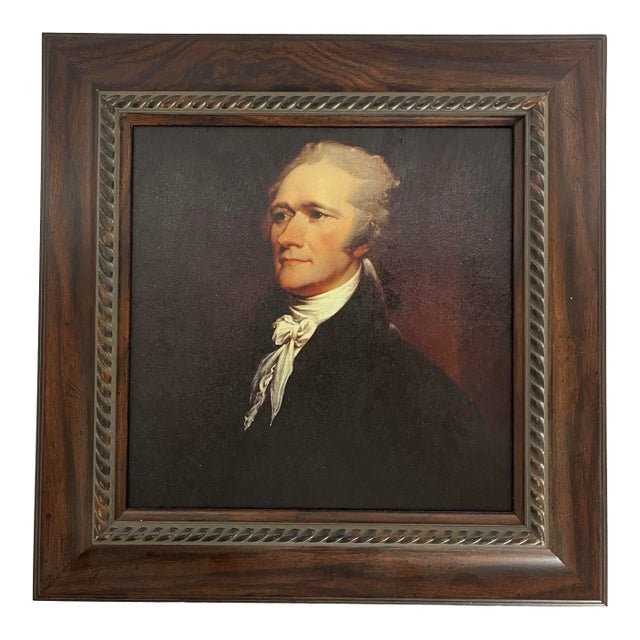 Title Alexander Hamilton Hand-Textured Portrait Print After John Trumbull in Vintage Frame For Sale