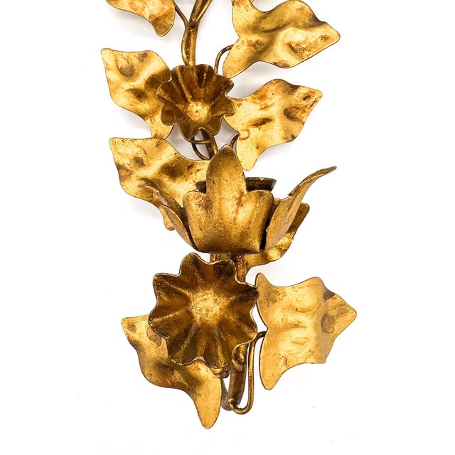 Mid-Century Italian Gilt Metal Ivy Wall Sconce – Hollywood Regency / Italian Florentine For Sale - Image 9 of 10
