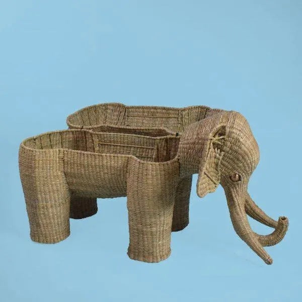 Mario Lopez Torres Elephant Garden Trunk (Large). There are minor imperfections to the hand-made woven rattan. Signed...