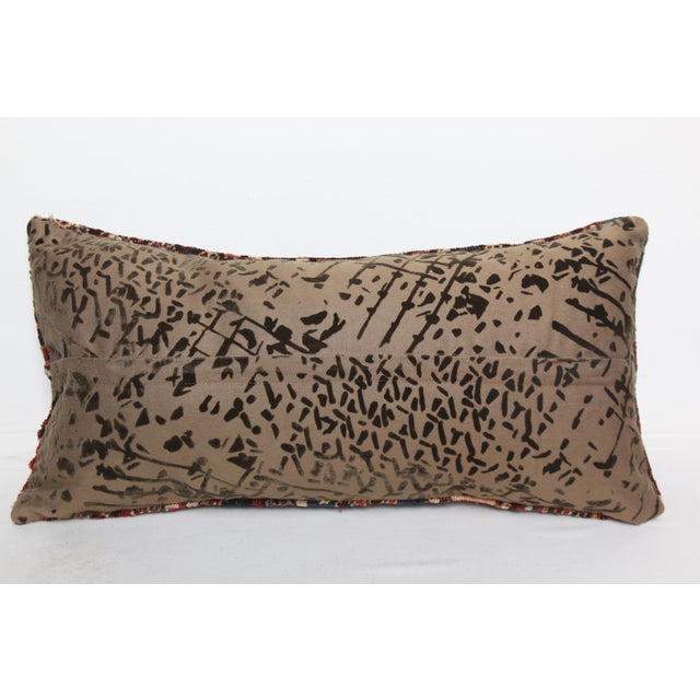 Blue Handmade Tribal Bohem Lumbar Rug Pillow Cover -12'' X 24'' For Sale - Image 8 of 10