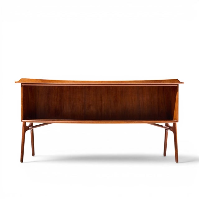 Wood Svend Madsen Mid Century Danish Teak Curved Desk For Sale - Image 7 of 10