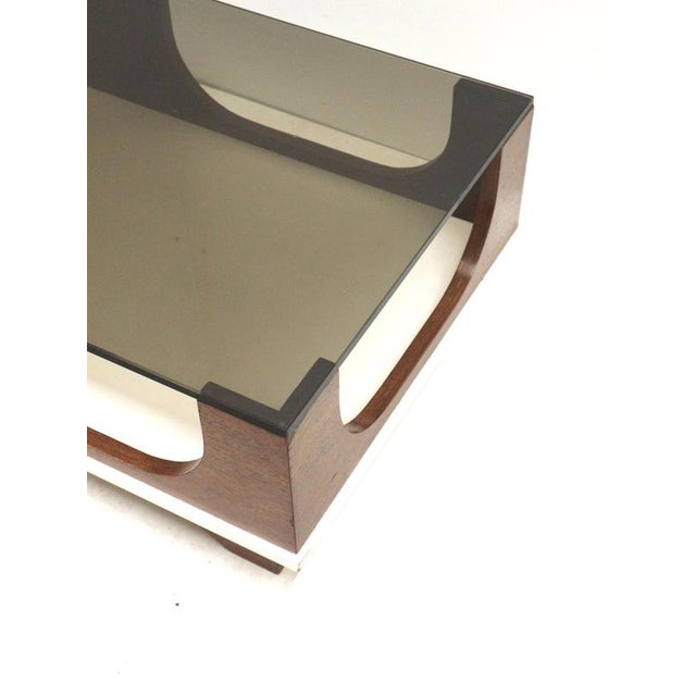 Vintage Space Age Coffee Table with Smoked Glass and Wenge Wood Top, 1970s For Sale - Image 4 of 8