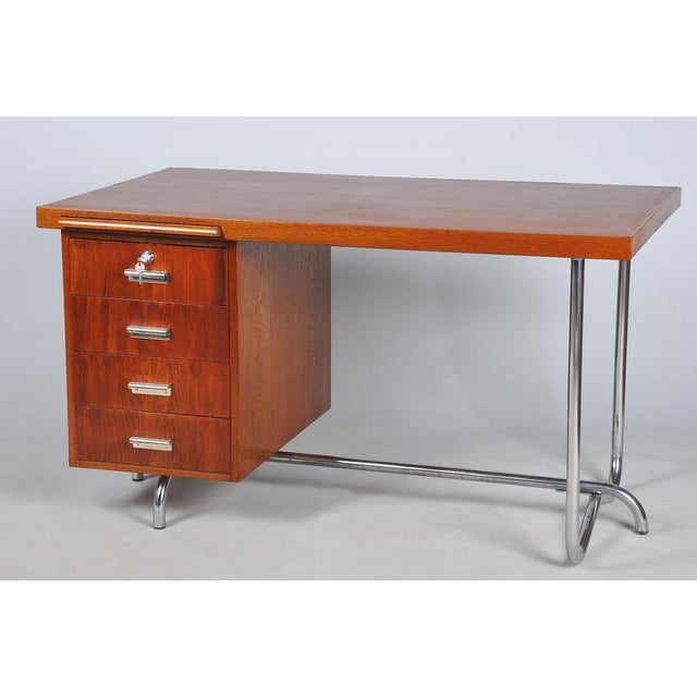 Bauhaus Writing Desk in Oak by Hynek Gottwald, Czechia, 1930s For Sale - Image 15 of 16