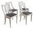 Vintage Gray-White Wooden Chairs and Genuine Leather Seats, Set of 4 For Sale