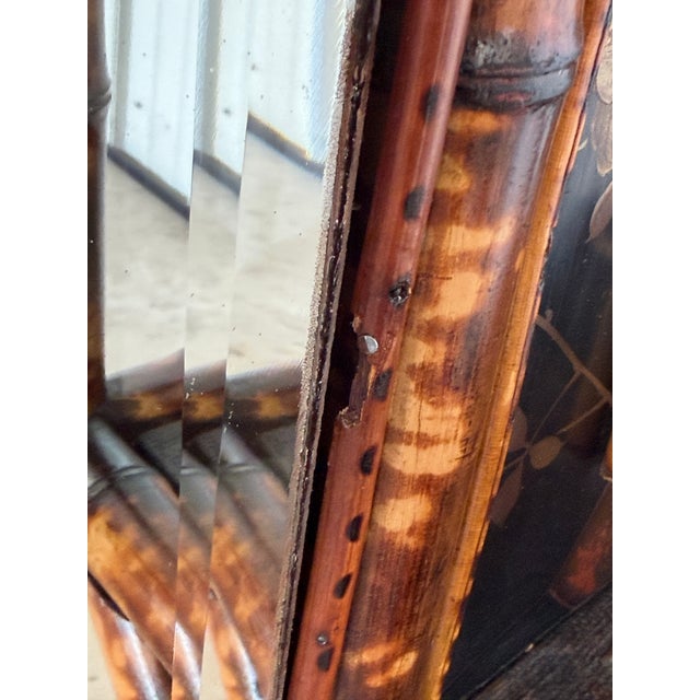 Brown Late 19th Century English Aesthetic Movement Bamboo Étagère Mirror With Japanned Panels and Shelves For Sale - Image 8 of 12