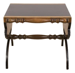 Swiss Style Iron Base Wood Occasional Accent Table