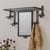 Stunning Art Deco iron wall rack with mirror from France, 1930s. Hammered wrought iron frame with upper rack and 4 iron...