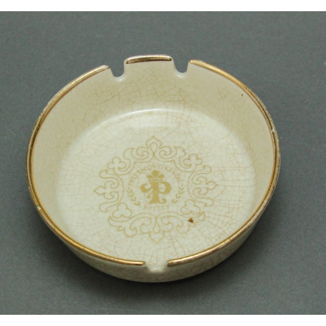 Cream Collectible White Porcelain Ashtray Hotel Intercontinental Paris France 1950's For Sale - Image 8 of 10