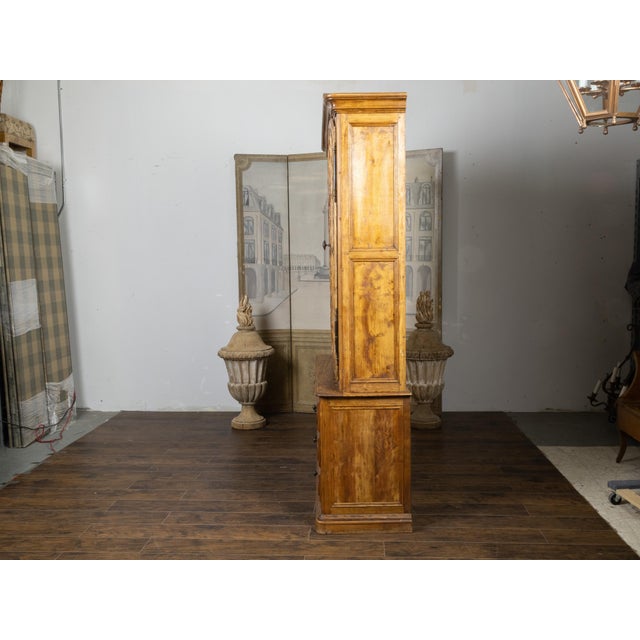 Wood French Chapeau de Gendarme 19th Century Carved Elm Cabinet with Glass Doors For Sale - Image 7 of 12