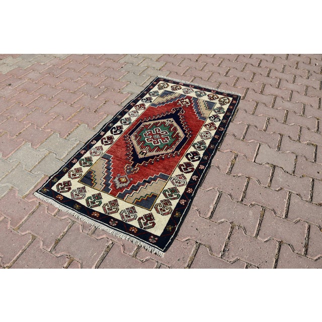 Rustic 1970s Cappadocia Handwoven Traditional Nomadic Turkish Rug For Sale - Image 3 of 11