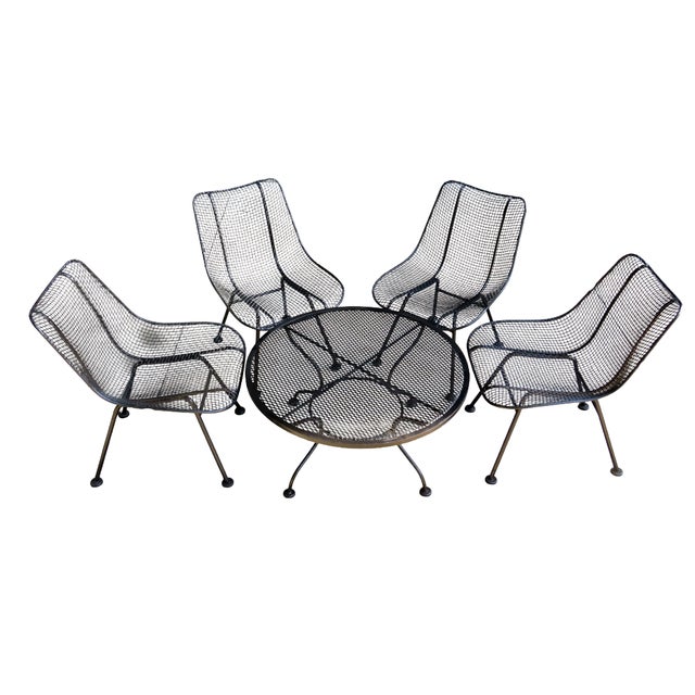 Black Woodard Sculptura Chairs & Coffee Table, Attributed, S/5 For Sale - Image 8 of 8