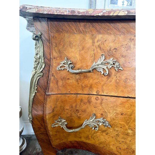 Brown Burr Elm and Kingwood Marble-Top Commode For Sale - Image 8 of 9