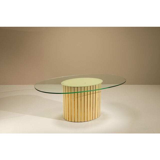 Vintage Oval Dining Table with Glass Top, Italy, 1970s For Sale - Image 12 of 12