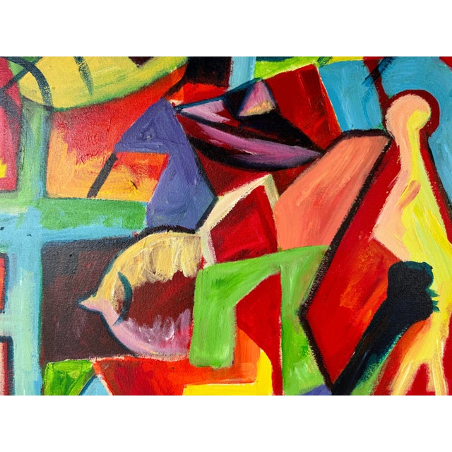 Red Thembinkosi Kohli " Split Images " Expressionist Abstract Acrylic on Canvas Painting For Sale - Image 8 of 12