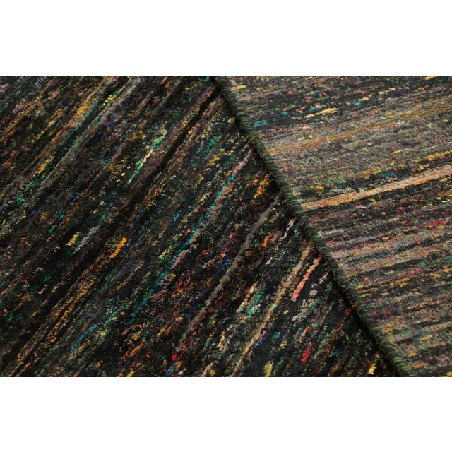 Black Rug & Kilim’s Oversized Textural Rug in Black With Bold Polychromatic Striae For Sale - Image 8 of 8
