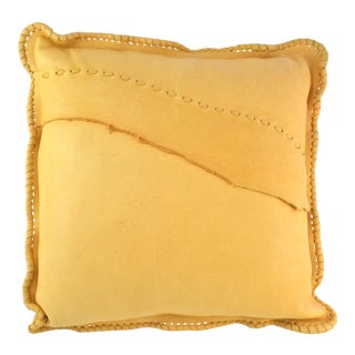 Golden Leather Pillow For Sale